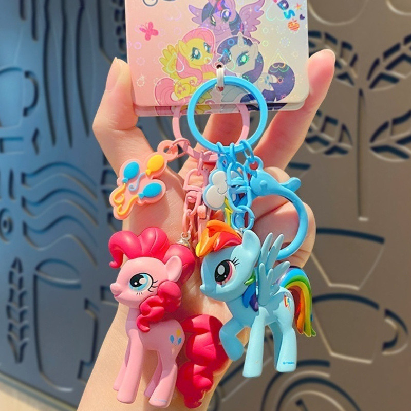 Cartoon My Little Pony Car Keychain Pendant Cute Cartoon Doll School Bag Pendant Small Gift Couple C