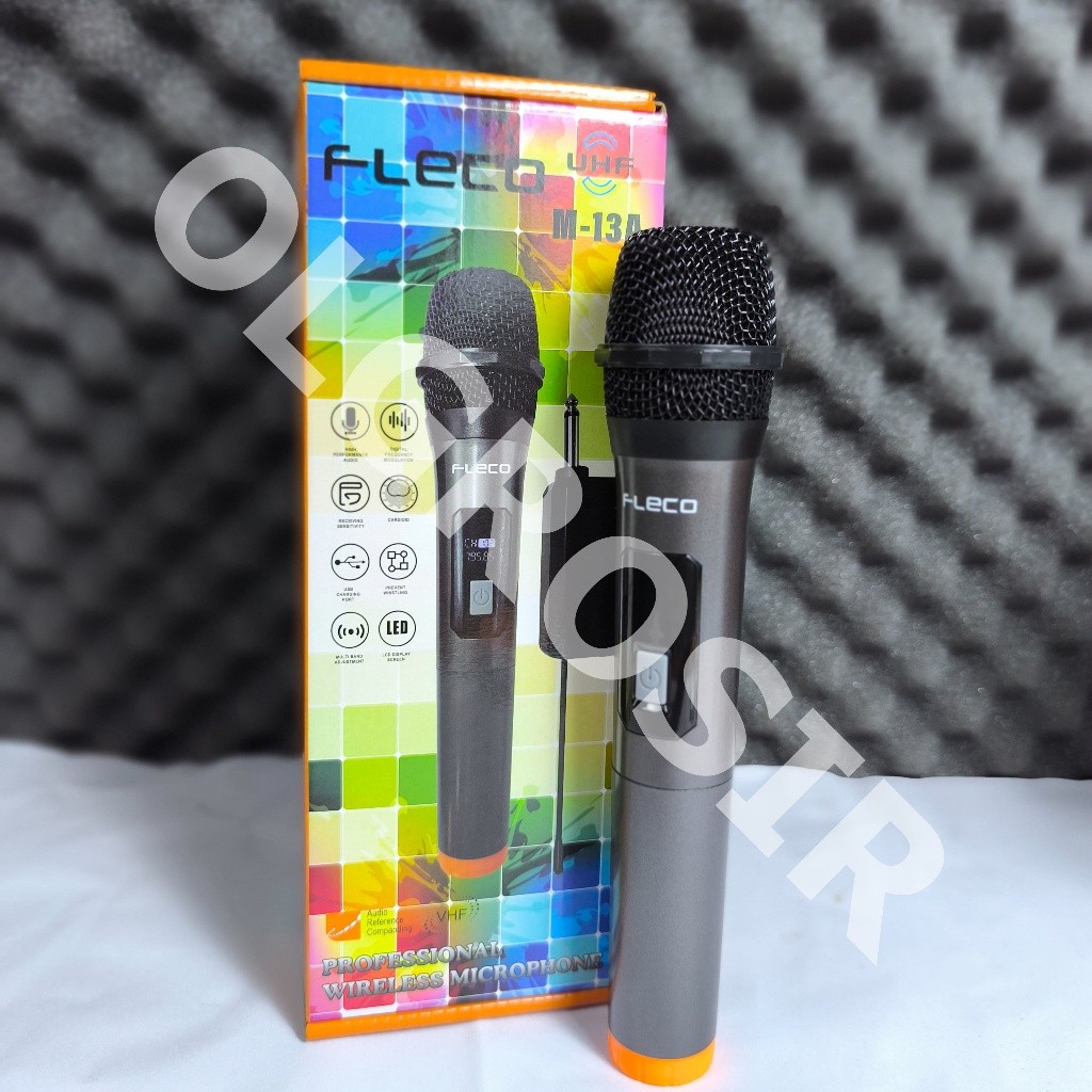 Mic Professional Microphone Wireless Single Gold Fleco M-13A baru