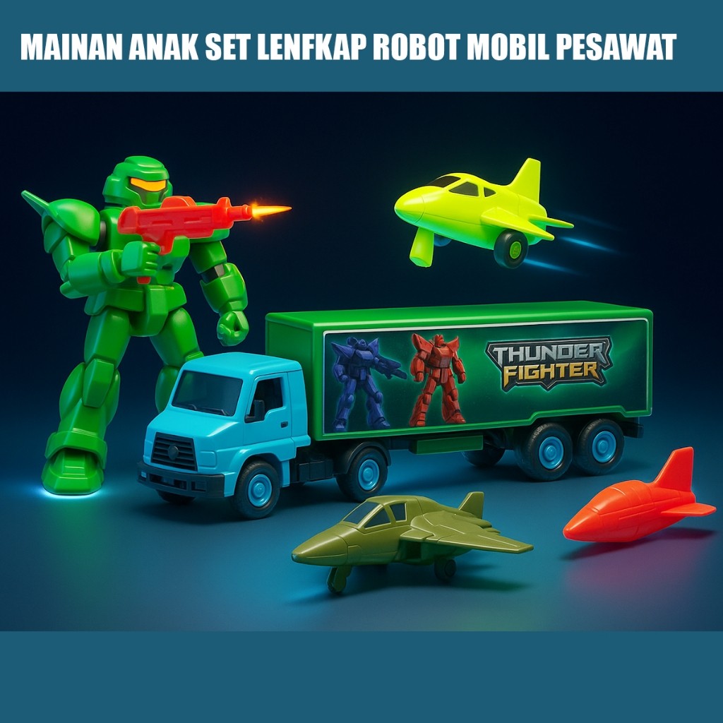 MAINAN ANAK TRUK ROBOT SET OCT8199 THUNDER FIGHTER MAINAN ANAK ROBOT TRUK DAN PESAWAT