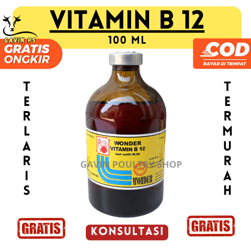 Wonder Vitamin B12 100 ML - Vitamin B.12 Anemia & Gangguan Pertumbuhan Hewan Ternak