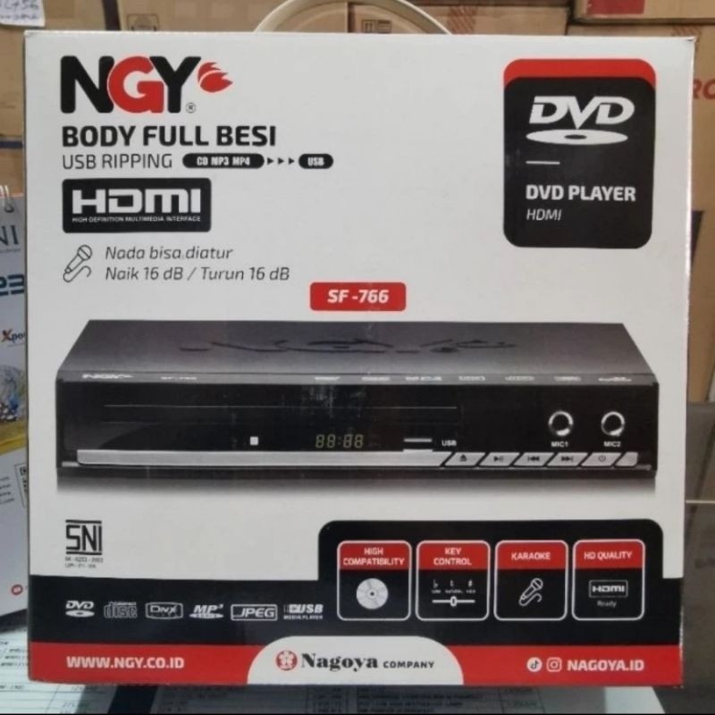 ll DVD PLAYER NAGOYA NGY SF ORIGINAL STEEL BODY BODI FULL BESI USB RIPPING CD R RW MP3 MP4 HDMI