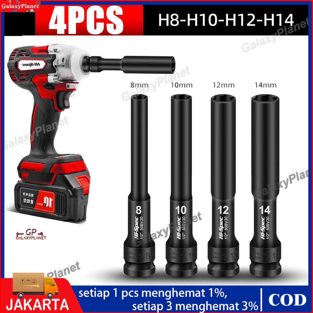 Kunci Shock Impact Panjang 8mm Mata Shock Socket CVT Motor Matik Heavy Duty Original