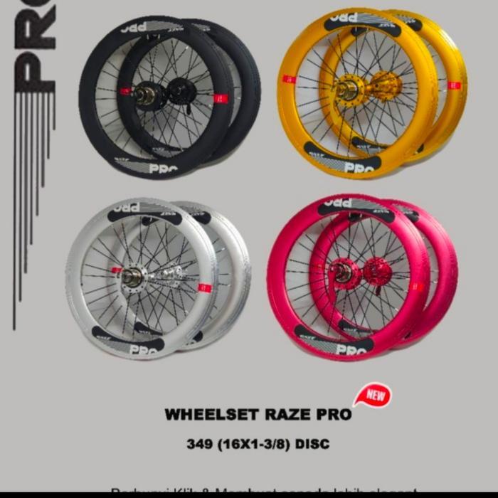 Wheelset 16 349 20 406 RAZE PRO Alloy Disc Brake Old 100/135 Hub Raze Pro - 349 merah