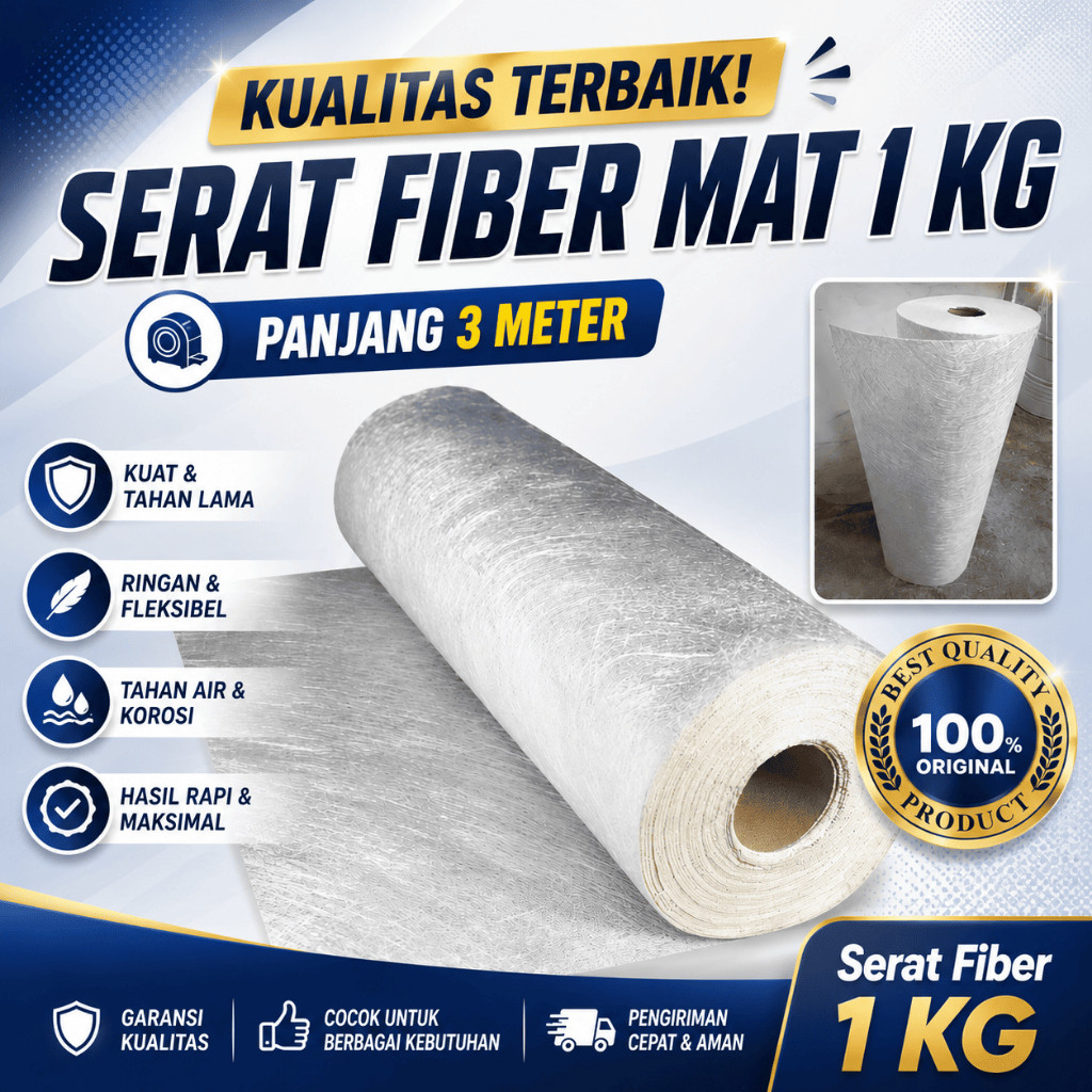 TerbaruSerat Fiber 1kg / Fiber Mat / Fiberglass - Kain Mat Serat Fiber 1 Roll - Serat Fiber Aquaproo
