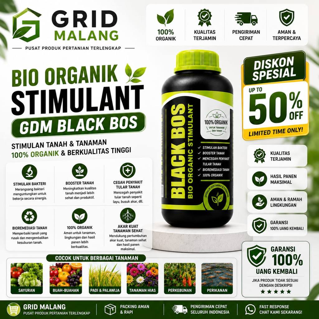 [READY] Bio Organic Stimulant GDM Black BOS 1Kg Pupuk Organik Cair Perangsang Akar Booster Tanah Pen