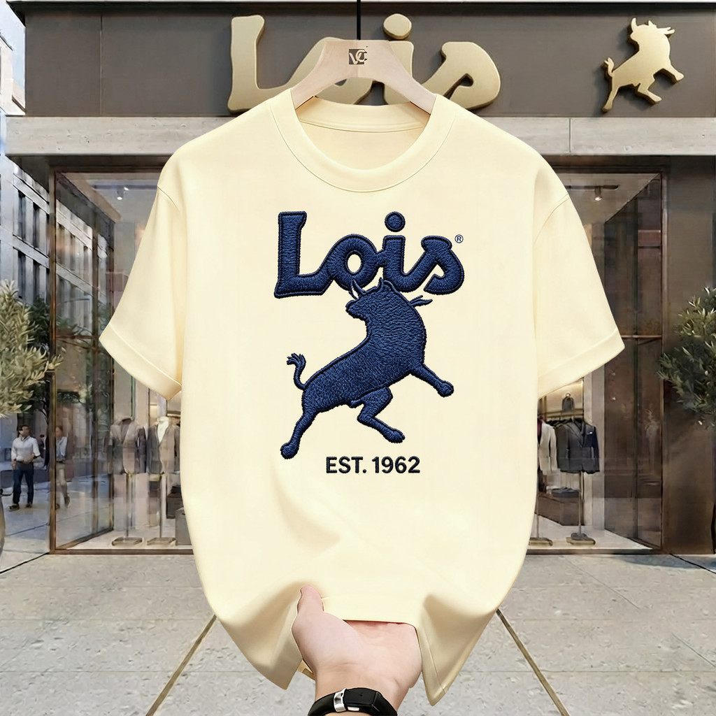 Kaos Lois Pria T Shirt Distro Cream 100% Original Model Terbaru 2026 Cotton Combed 24s Asli Baju Len
