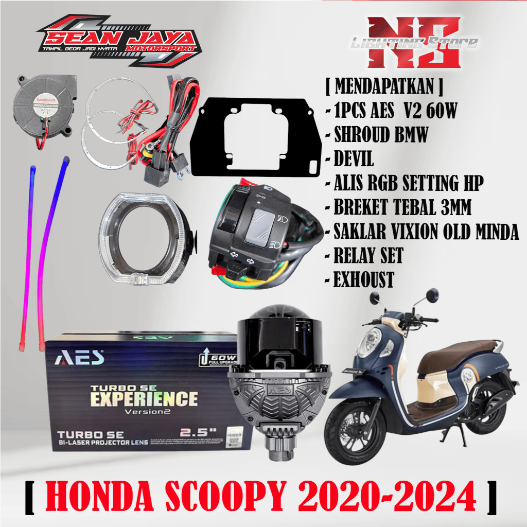 PROJECTOR BILED AES SCOOPY NEW 2021 - 2024 PAKET BAHAN RAKIT