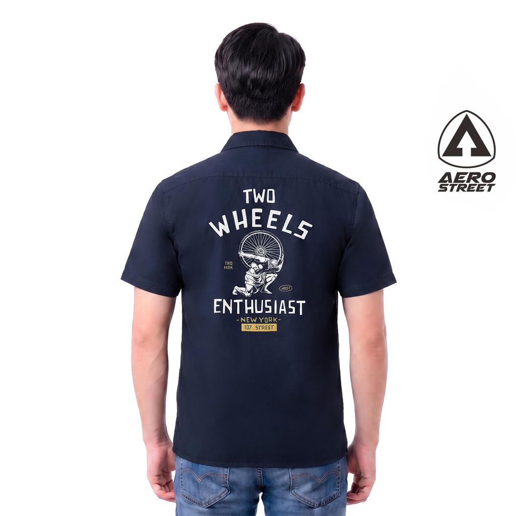 Aerostreet Workshirt Kemeja Navy Brotherhood Series Kemeja Lengan Pendek