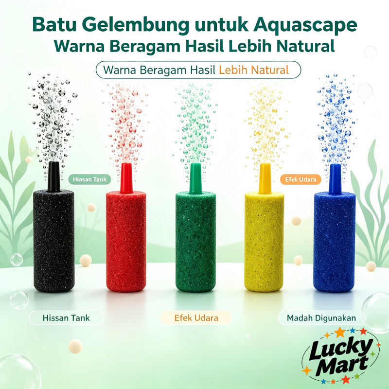 Batang Gelembung Batu Udara Aerator Akuarium Bentuk Silinder Warna‑warni, Aksesoris Pompa Oksigen Me