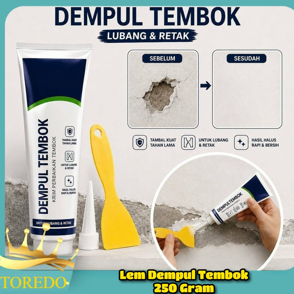 TOREDO Lem Dempul Tembok 250 Gram Dempul Tembok Dempul Dinding Pelapis Tembok Aci Plester Tembok