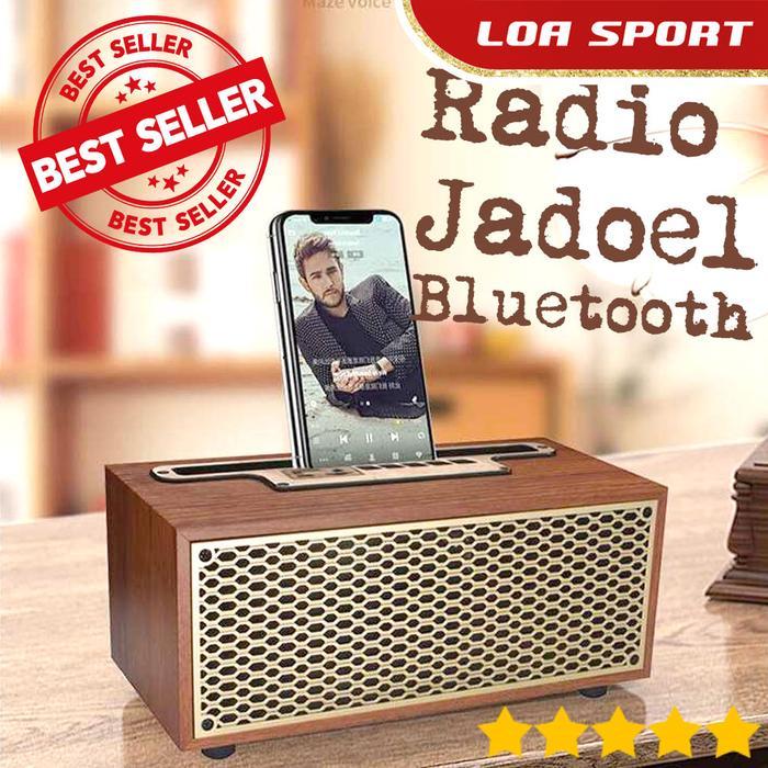Speaker Bluetooth Radio Jadul Kayu Klasik Portable Mini 1200mAh USB