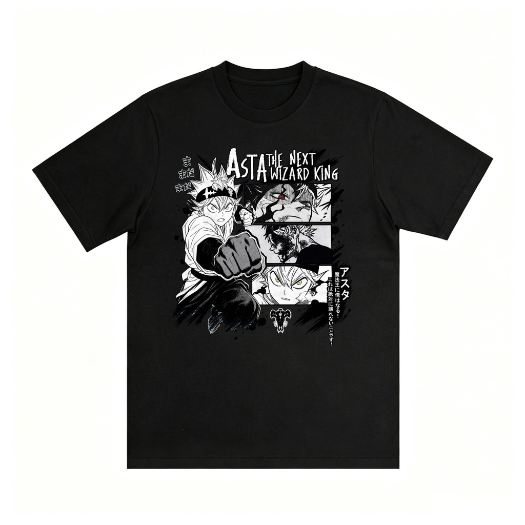 Kaos Oversize Asta Black Clover Anime Hitam Putih Biru Unisex