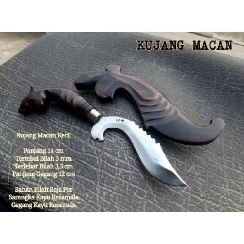 kujang mini baja hitam / kujang macan Siliwangi