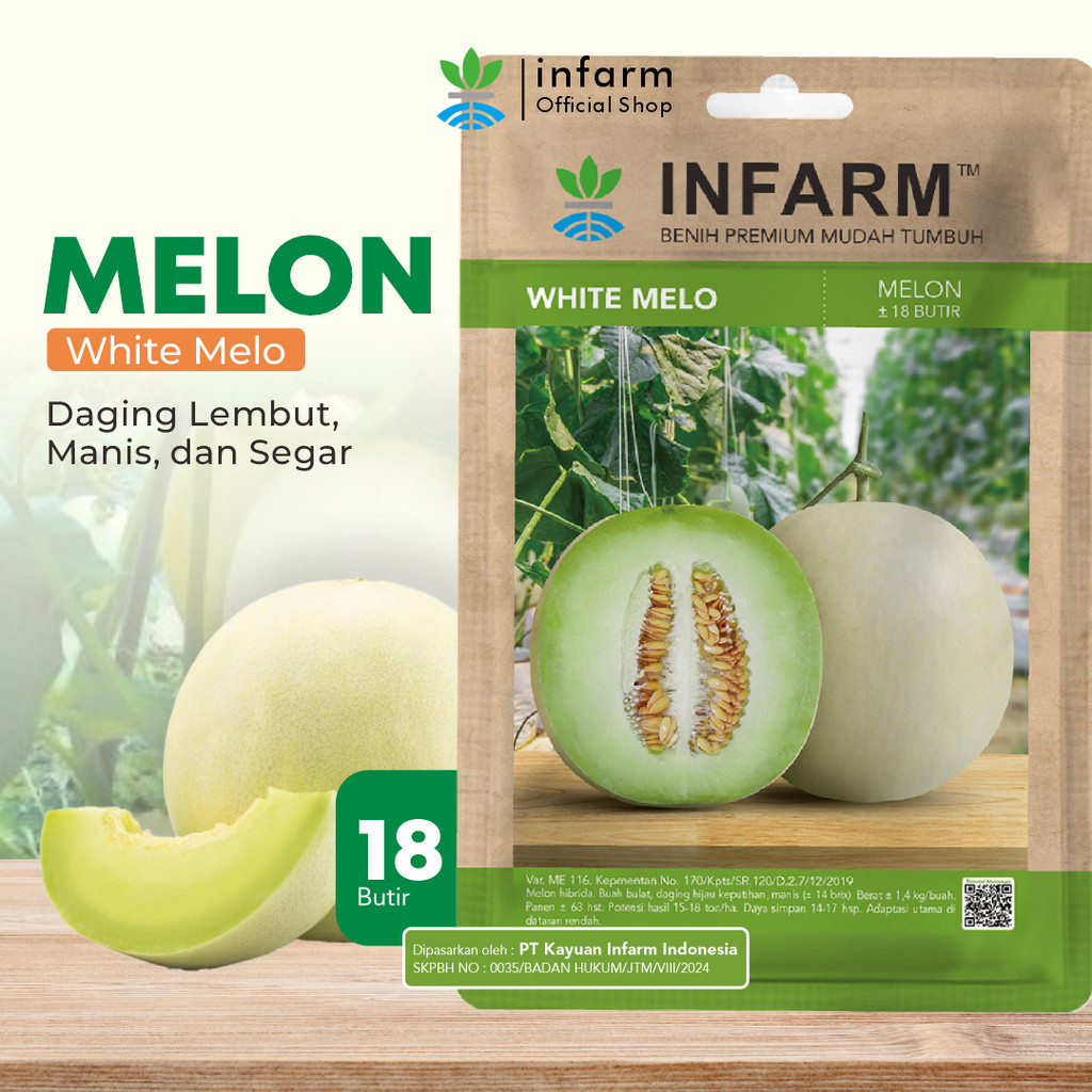 INFARM - Benih Buah Melon Whitemelo, Benih Unggul Buah Melon Hibrida F1 Bibit Super Buah Melon Madu