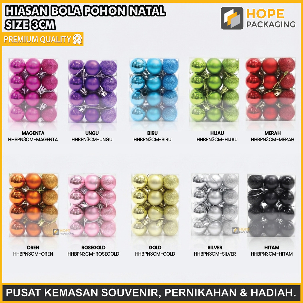 HOPE Hiasan Bola Pohon Natal / Dekorasi Pohon Natal / Hiasan Natal / Dekorasi / Hiasan Souvenir Bola