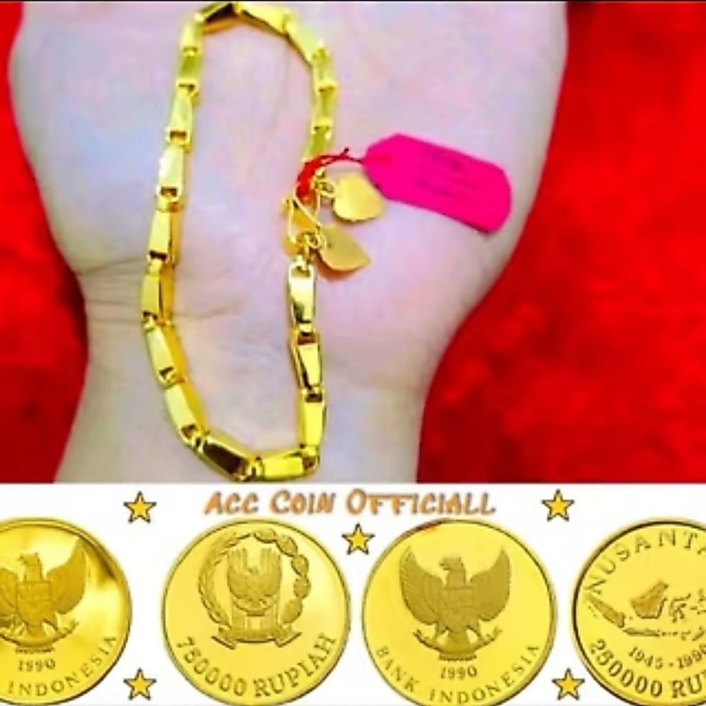 GELANG TANGAN KOIN ASLI GELANG TANGAN PADI MOTIF MAS 24 KARAT ANTI LUNTUR DAN KARAT