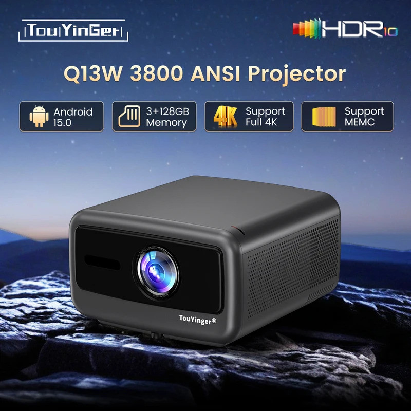 Touyinger Q13W 3800ANSI Full HD 4K Decoder Android 15 Support MEMC Smart TV Home Theater Fully Seale