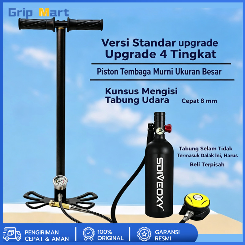 30MAP Pompa PCP NEW AGH 4 STAGE MANOMETER 6000 PSI KAKI LIPAT BONUS MINI KUPLER