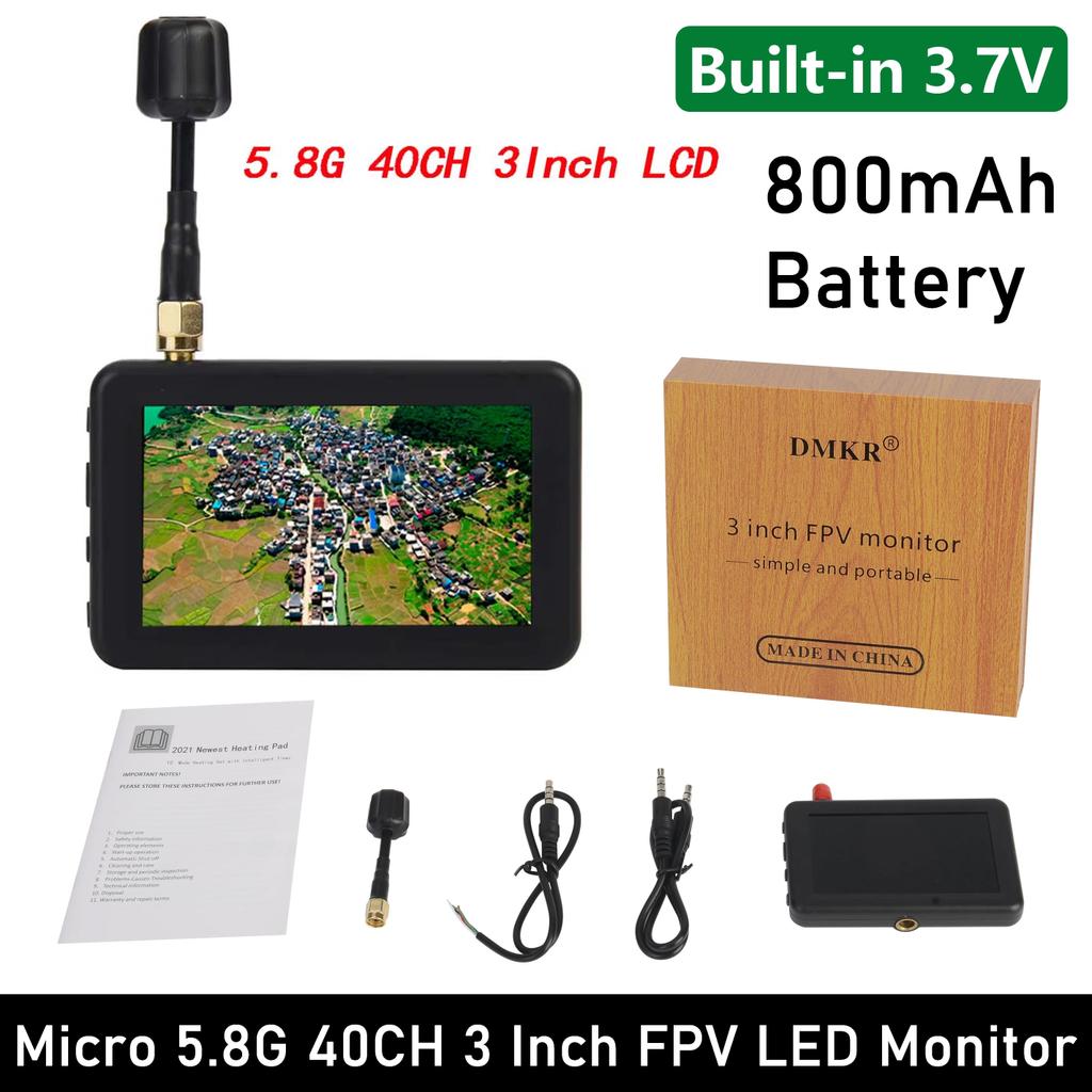 DMKR Micro 5.8G 40 3 in FPV LED Monitor 480x320 Mini Handheld splay 16:9 Build-in 3.7V 800mAh Batter