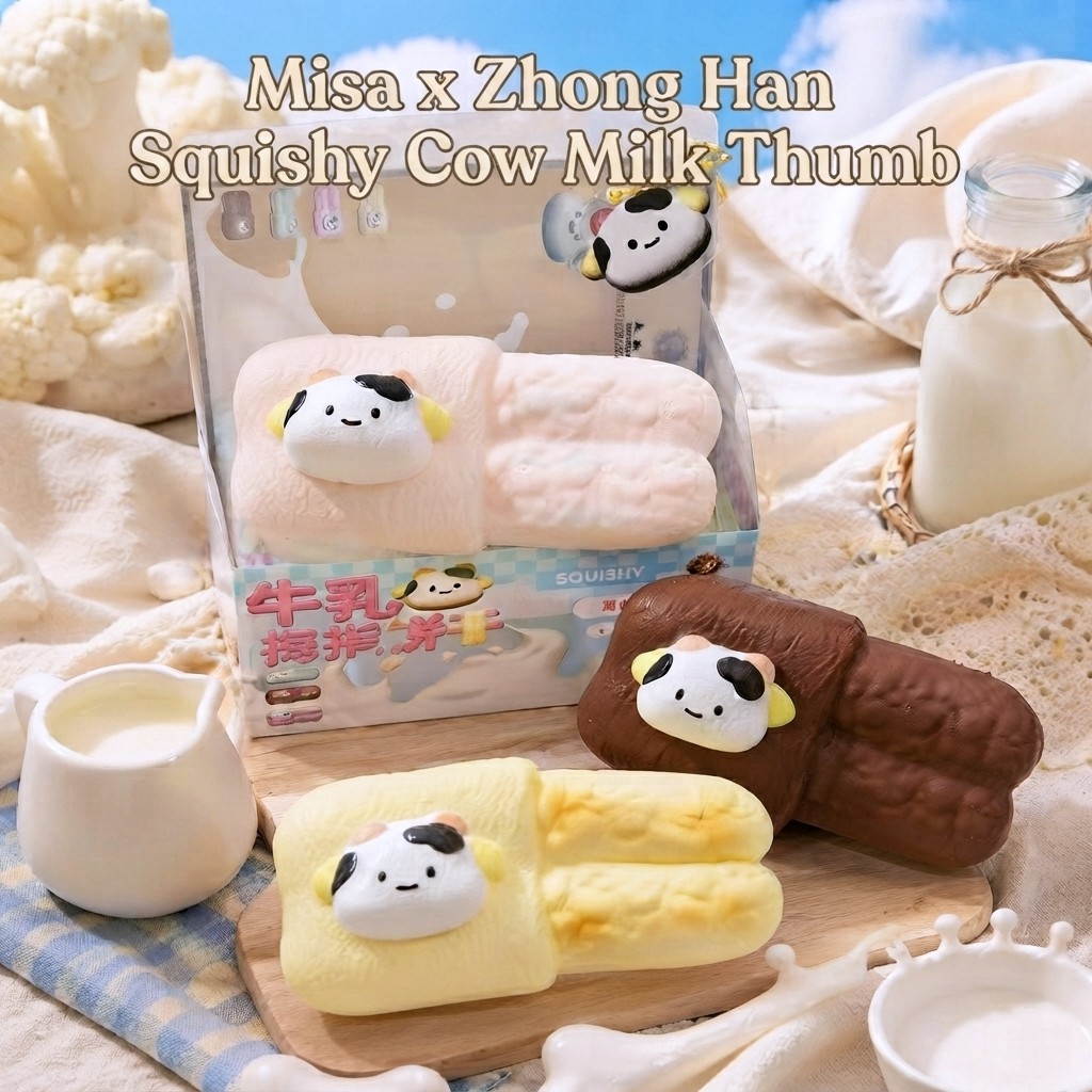 Squishy Licensed MISA ft. ZHONG HAN Cow Milk Thumb - Soft Slow Rising Sweet Scented Original