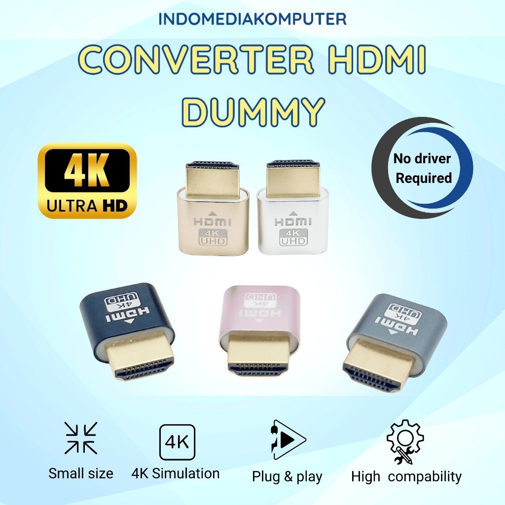 Converter HDMI Dummy 4K HDMI Dummy Plug 4K Virtual Display Adaptor