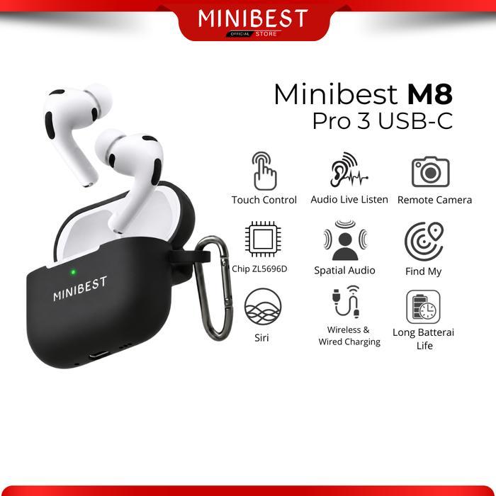 viral Minibest M8 Pro 3 TWS  Earphone Bluetooth Wireless Charging - M8 PRO 3 Non ANC