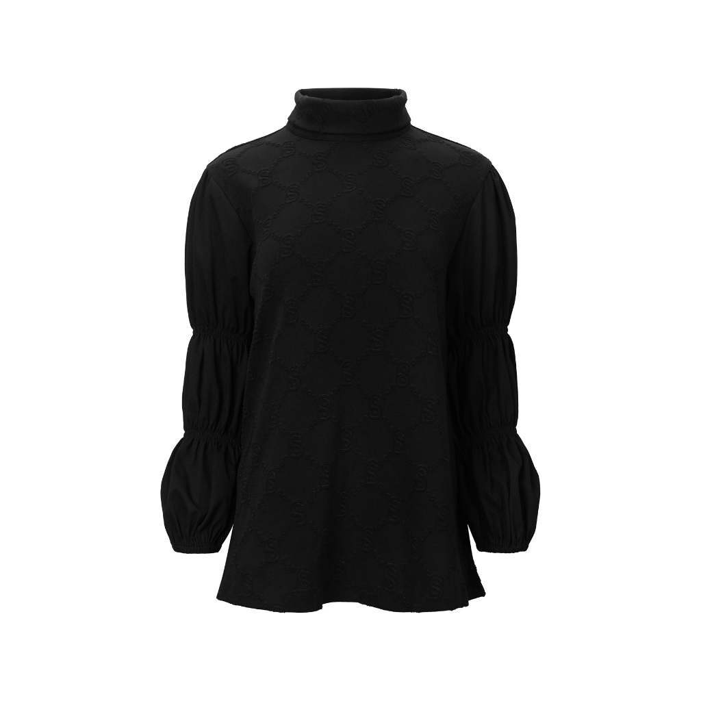 Buttonscarves Monogram Beverly Knit Puff Blouse - Black