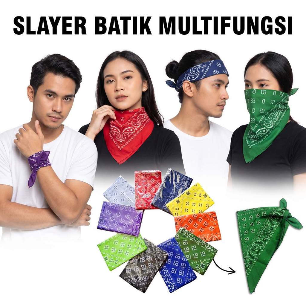 Slayer Bandana Motif Batik Slayer Saku Kantong Belakang Masker Leher Bando Ikat Kepala Slayer Tangan