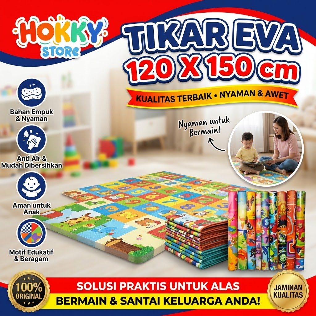 TIKAR GAMBAR PLASTIK SPON EVA KARAKTER 120X120  TEBAL/KARPET SPONS KARAKTER / TIKAR EVA