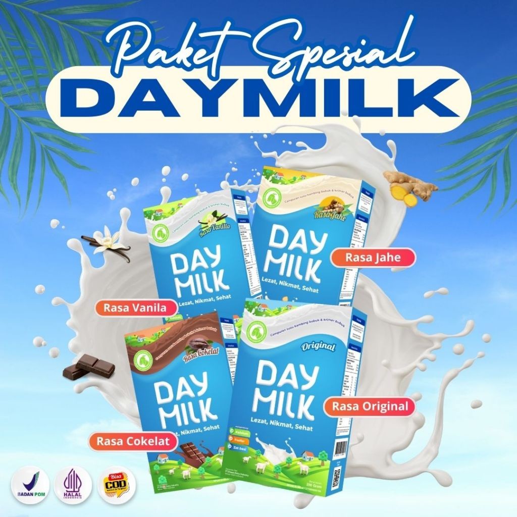 

DAY MILK 4 Box Varian Rasa - Susu Sehat Untuk Atasi - Nyeri Tulang & Sendi/Pegal Linu/ Asma/ TBC
