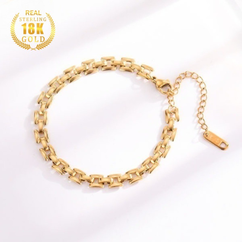 Gelang Tali Jam Tangan Wanita Desain Sederhana Emas 18K