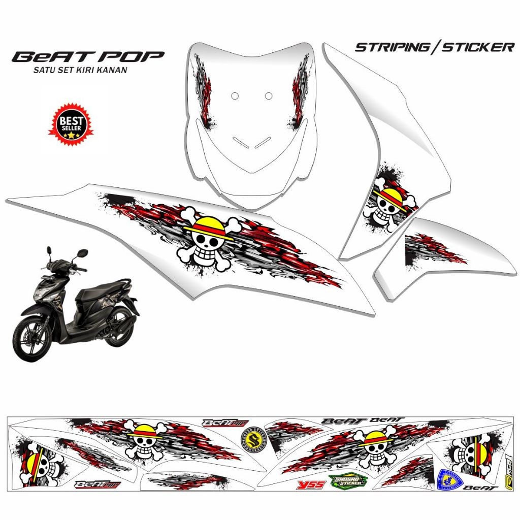 VARIASI Beat Pop Striping Stiker Motor STIKER MOTOR