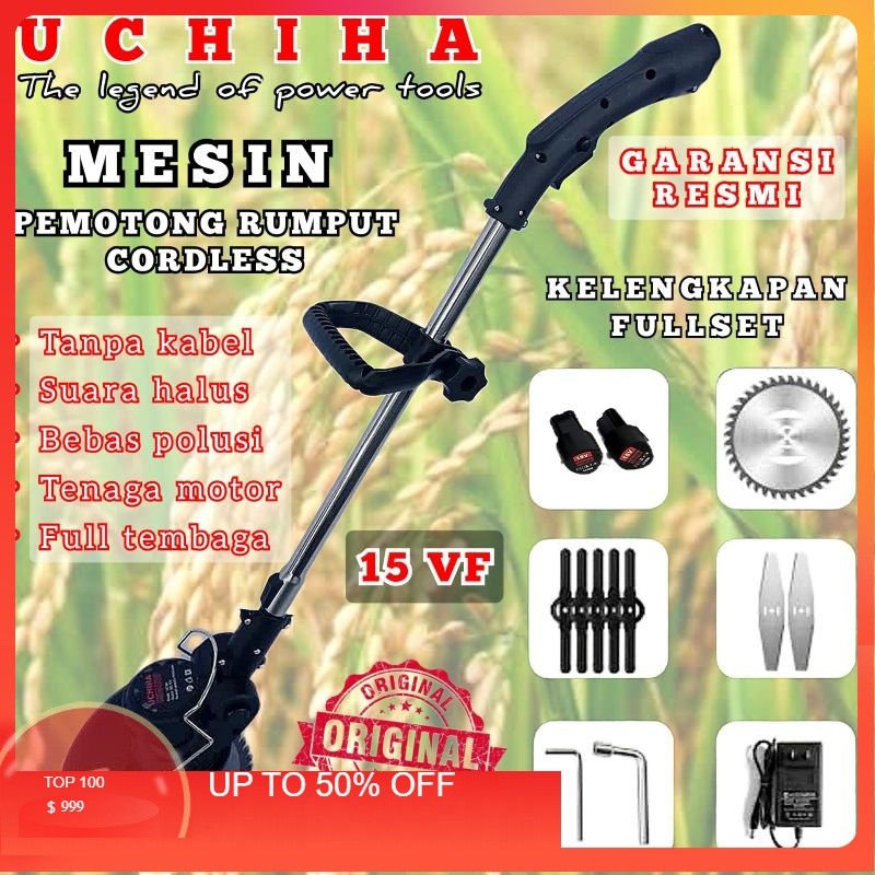 Mesin potong rumput padi uchiha uciha brush cutter cordless baterai tanpa kabel
