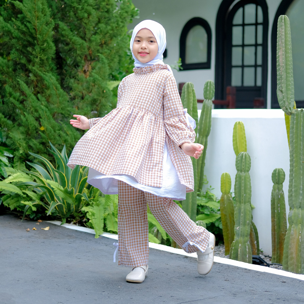 Baju Lebaran Anak Perempuan 2026 Stelan Tanggung 8-9Thn Satuset Bju Anak Lbaran Tunik Setelan Muslim