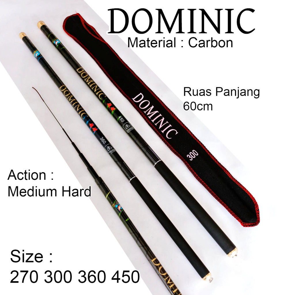 Neptuna Dominic 300 360 450 Joran Tegek Ruas Panjang Bahan Carbon Action Medium Hard Tangkai Tongkat