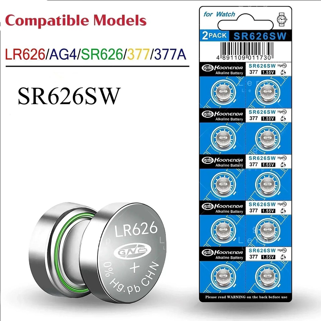 Original SR626SW (377A/AG4/376/LR626/LR66) Button Battery - Ideal for Casio & Swatch Quartz Timepiec