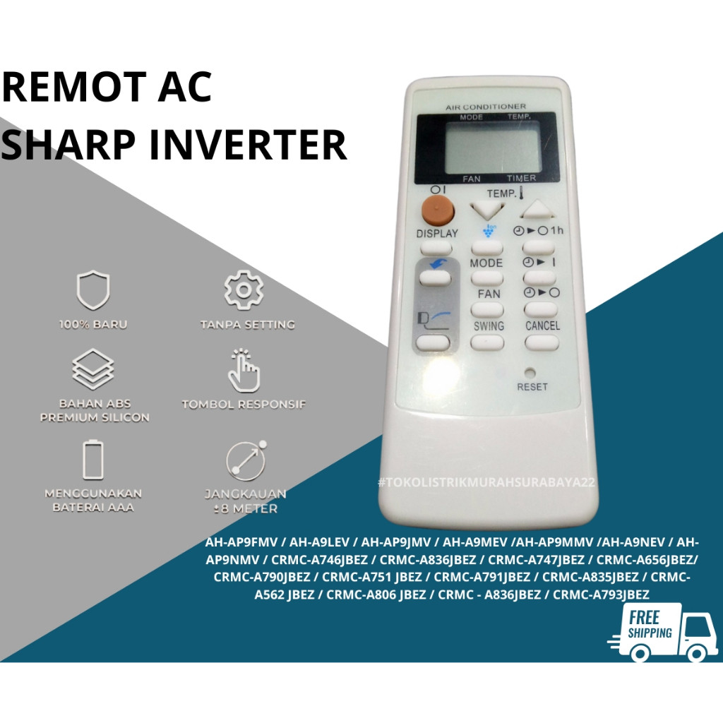 Remote Ac Sharp YB1FA /REMOTE AC SHARP AH-A5UCY //REMOTE AC SHARP INVERTER // AH-A9NCY / AH-A9UCY / 
