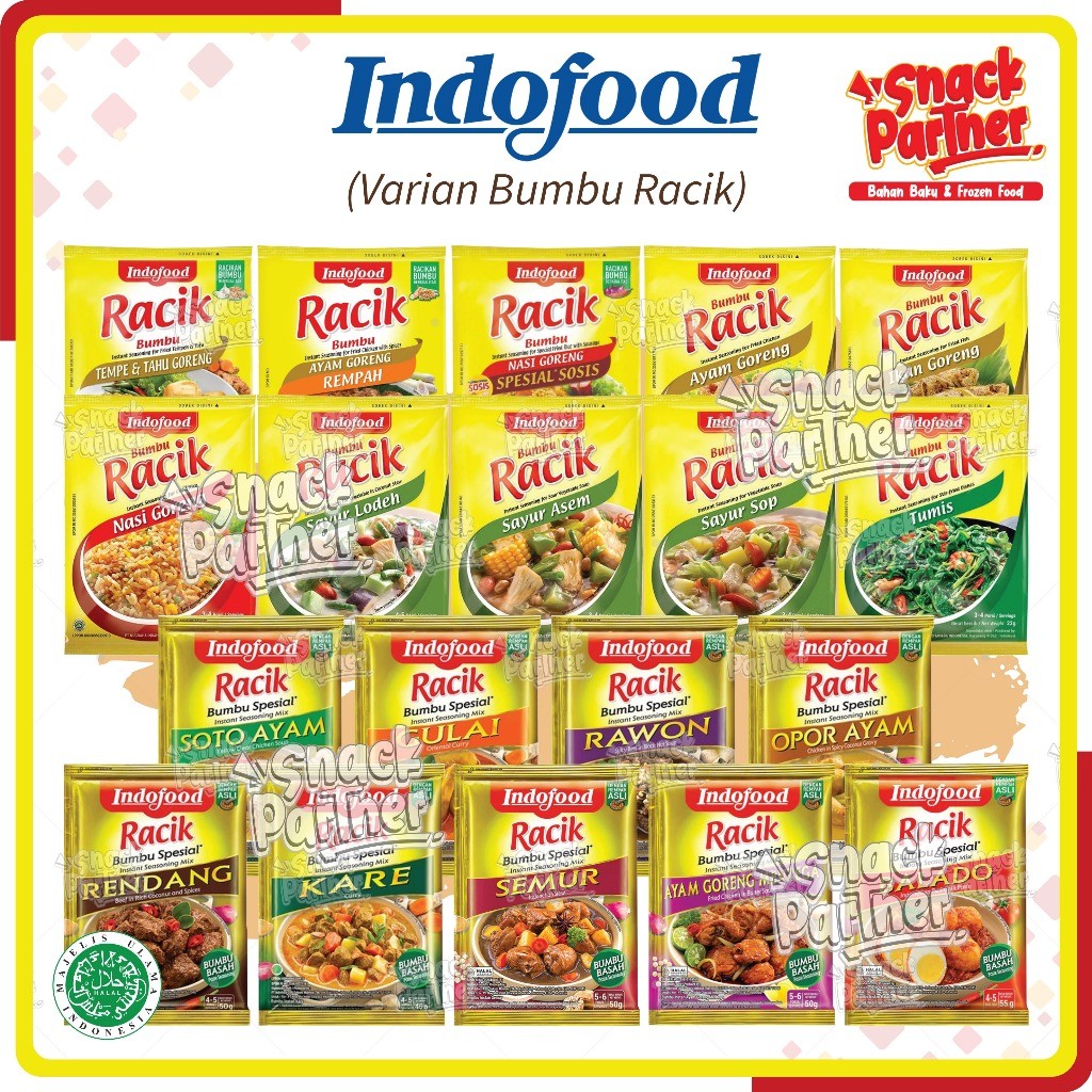 INDOFOOD | BUMBU RACIK MASAK / SACHET -Tahu Tempe Goreng Ayam Rempah Nasi Goreng Ikan Sayur Lodeh As