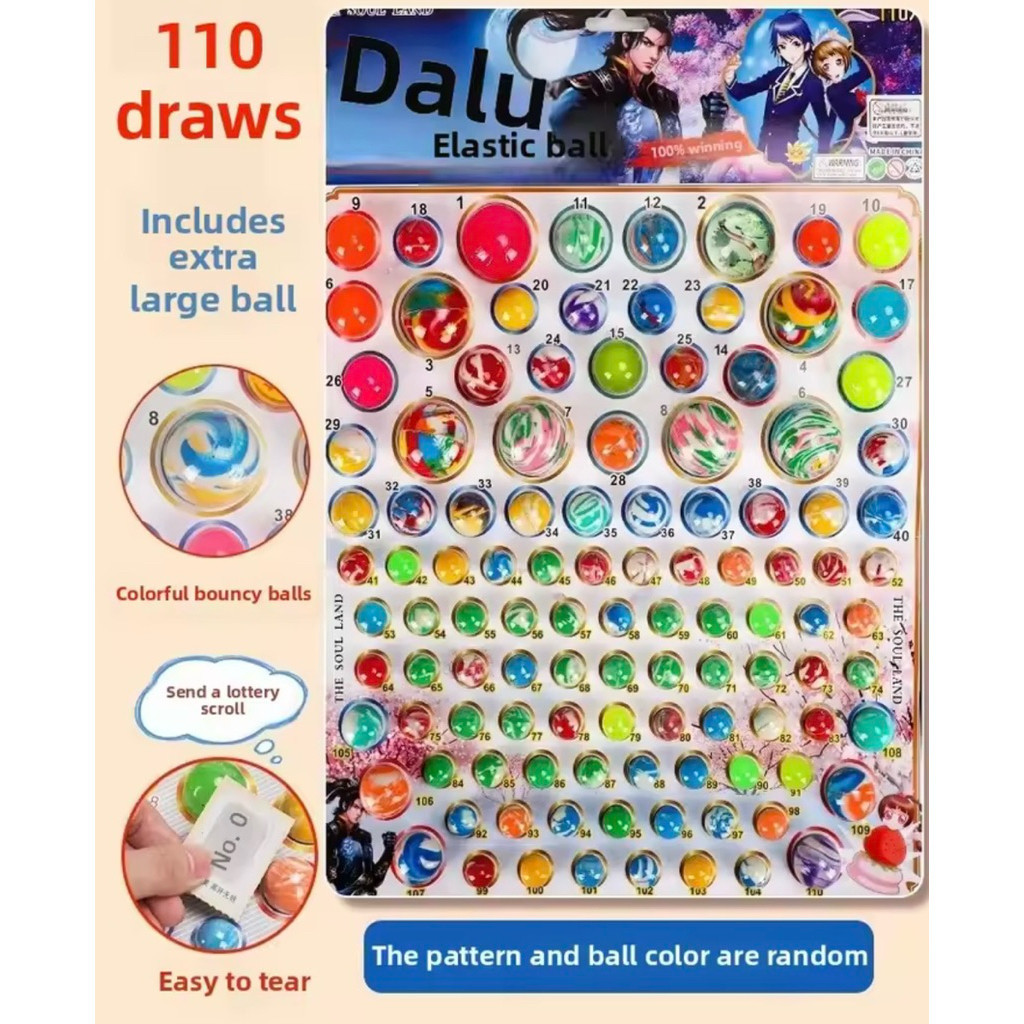 SAMULSHOP [4D] 1card 110pcs Permainan Game Bola Bekel Anak Berhadiah 110 Bola Planet Fun Game Gosok 