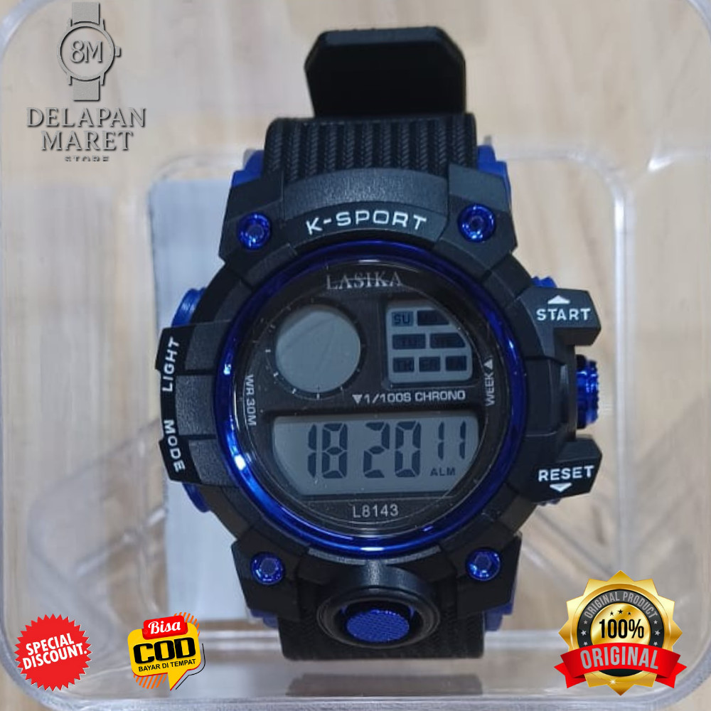 DELMART Jam Tangan Pria Wanita Digital Sport LASIKA DM38143 K-Sport Original Waterproof 30M Stopwatc