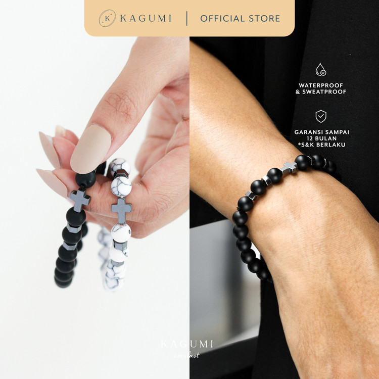 KAGUMI Everlast - Zion Bracelet | Gelang Salib Batu Titanium Pria dan Wanita