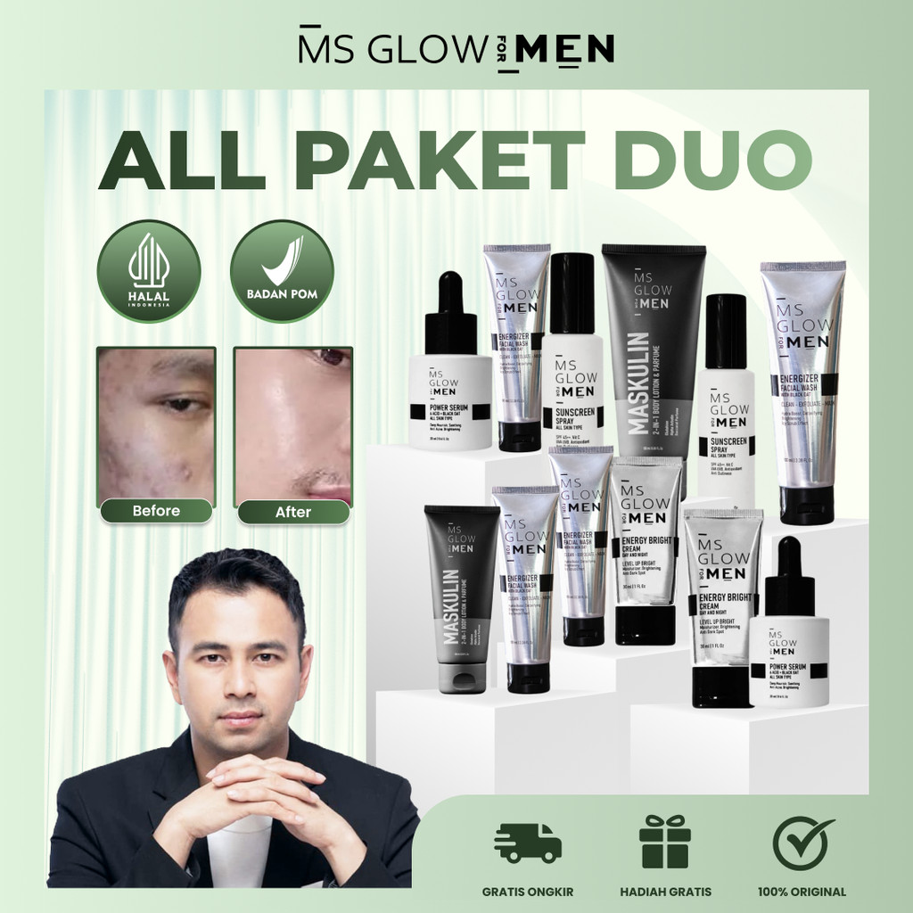 Ms Glow For Men Paket Wajah Pria Skincare Cowok Paket Hemat Cowok Bundling Isi 2 GRATIS ONGKIR