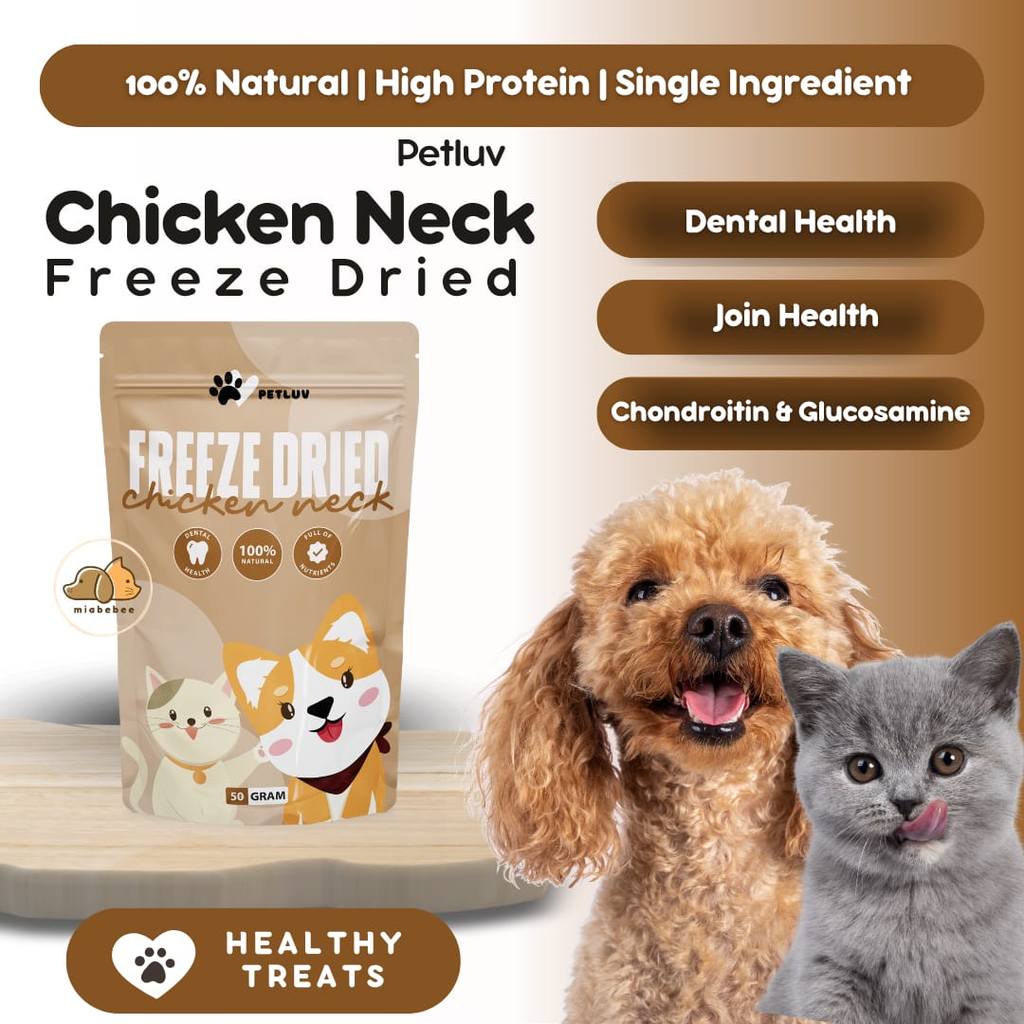 Petluv Freeze Dried Chicken Neck Leher Ayam/Makanan Snack Anjing Kucing