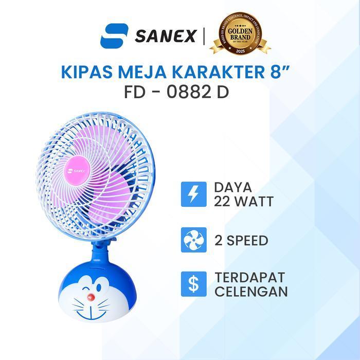 SANEX Kipas Angin Meja Karakter Kucing Biru 8 Inch FD-0881 / 2 Motif Hello Kitty Doraemon - Desk Fan