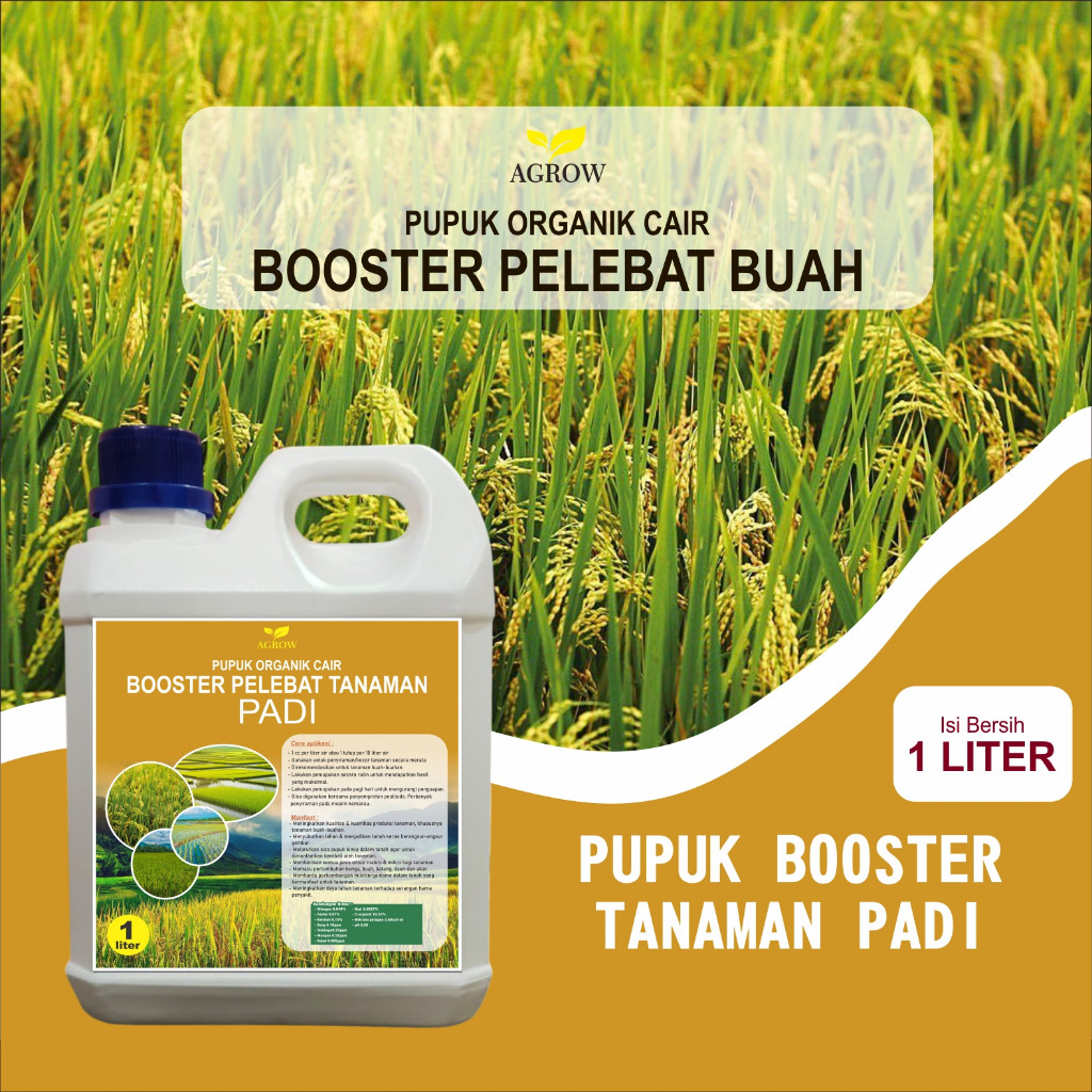 Pupuk Cair Pelebat Padi Terbaik  Isi 1 LITER  - Pupuk Padi Super Organik Cair Terbaik 100% Manjur