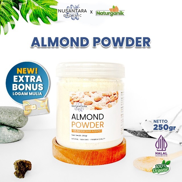 Nusantara Organic Tepung Almond Organik Halus Flour Powder Asli Untuk Kue Bubuk Gluten Free 250gr Na