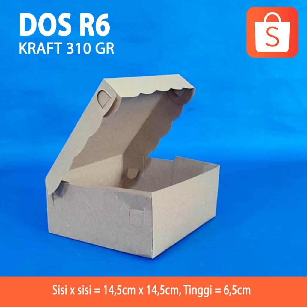 Dos Kue R6 Kraft 310 Gr Polos / Dos Kotak Kue Kraft (100 Pcs)