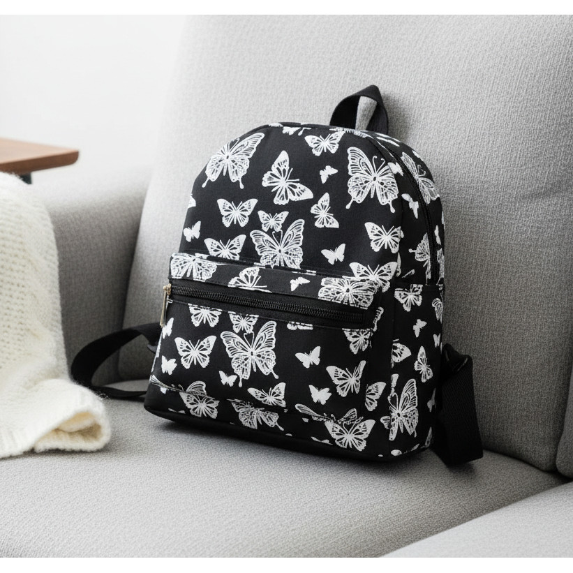Tas Backpack Wanita  Ransel Mini Tas Ransel Kecil  Cewek //Tas Gendong Wanita Motif Kupu - Kupu//Tas
