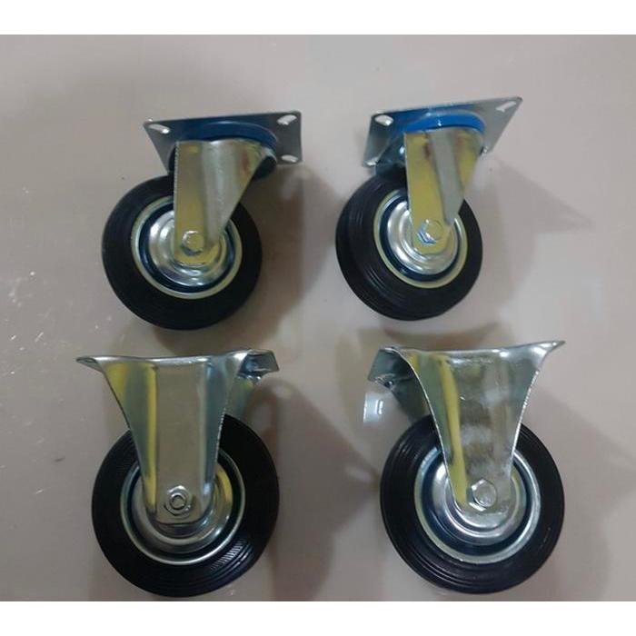 roda troli 4 inch karet putar mati