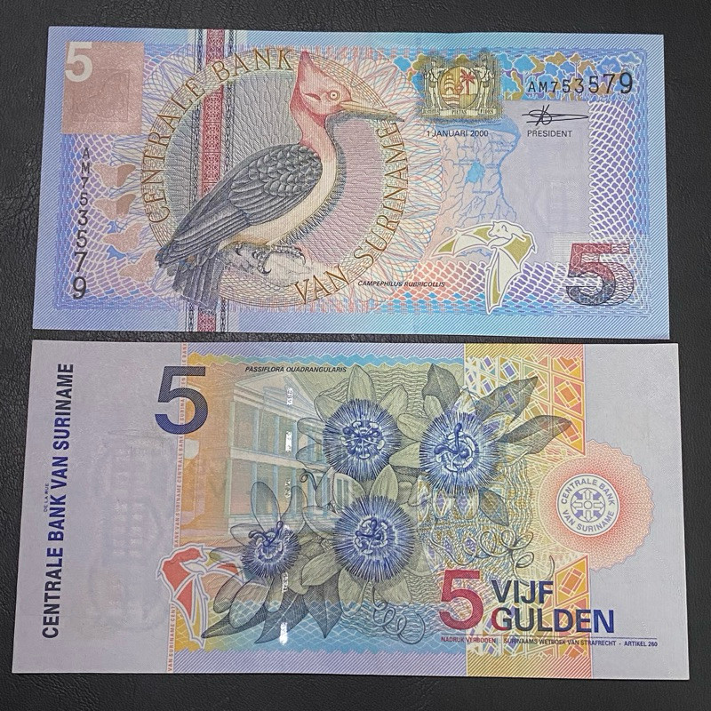 SA056 5 GULDEN SURINAME AUNC